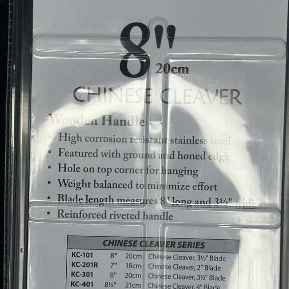 Winware Chinese Cleaver with Wooden Handle 8" Stainless Steel - Picture 5 of 5